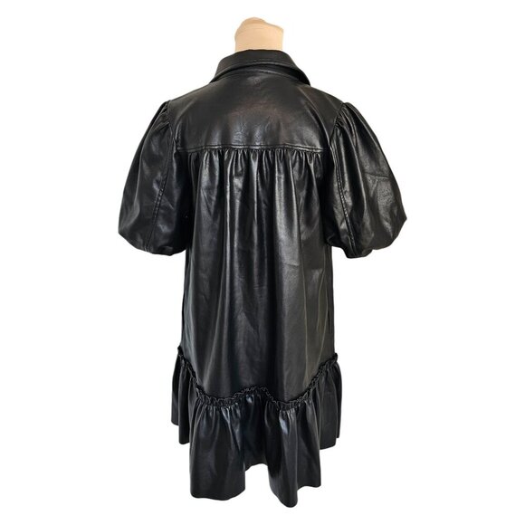 Fate Pleather Puff Sleeve Button Down Dress Sz M - Picture 9 of 12